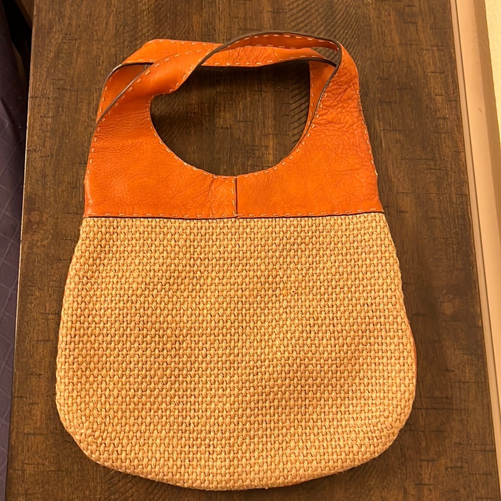 Adrienne Vittadini leather and woven bag